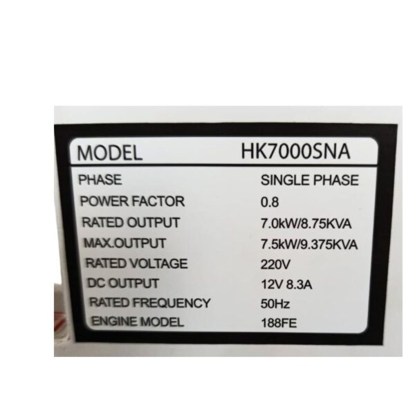 8.75KVA Hisaki HK700SNA Single Phase Generator - Image 3